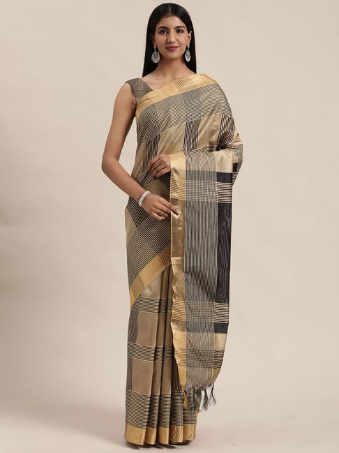 Rajnandini Women's Cotton Silk Woven Traditional Saree with Blouse Piece  (Beige, Green) : Amazon.in: Fashion