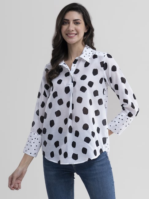 Marigold by FableStreet White Printed Shirt Price in India