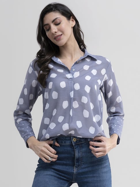 Marigold by FableStreet Grey Printed Shirt Price in India
