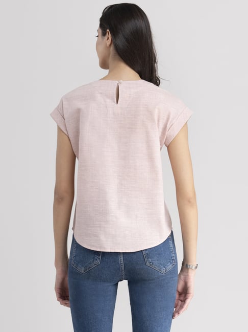 Buy Marigold by FableStreet Pink Cotton Top for Women Online @ Tata CLiQ