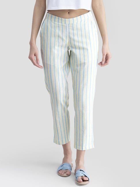 Buy Style Quotient Blue & White Striped Trousers for Women Online @ Tata  CLiQ