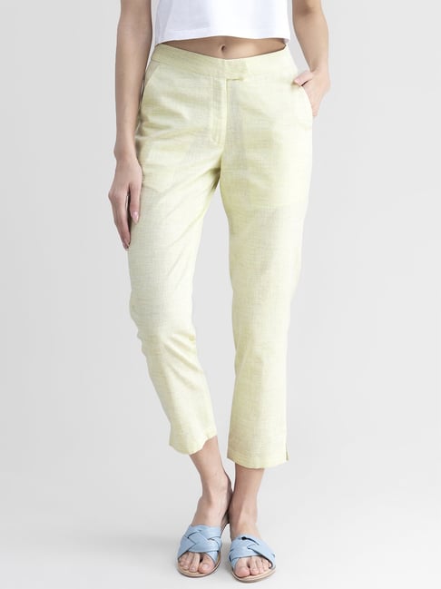 Buy Light Yellow High Rise Pants Size 6, Jeans With Pockets, Cotton Chino  Pants Size S, Wide Leg Crop, Girlfriend Pants, Straight Leg Jeans Online in  India - Etsy
