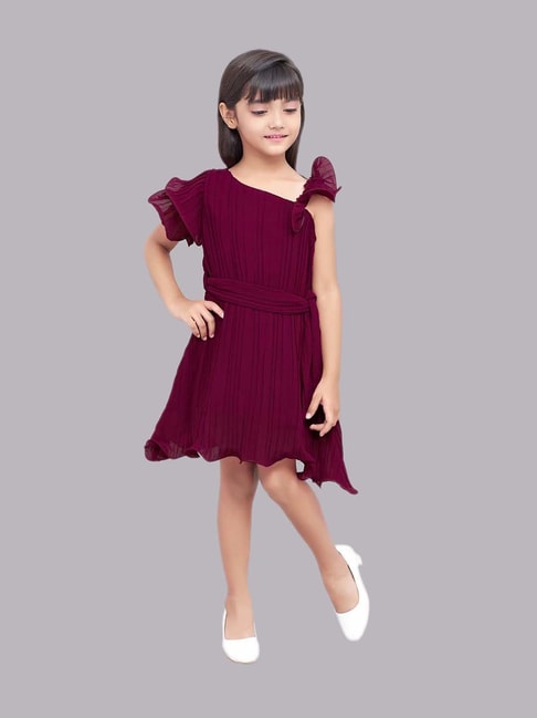 Buy Pink Chick Kids Burgundy Regular Fit Dress For Girls Clothing Online @  Tata Cliq