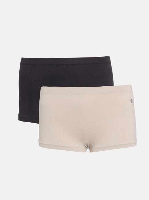 Cultsport Black & Beige Boy Shorts - Pack of 2 Price in India