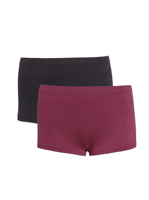 Cultsport Black & Wine Boy Shorts - Pack of 2 Price in India