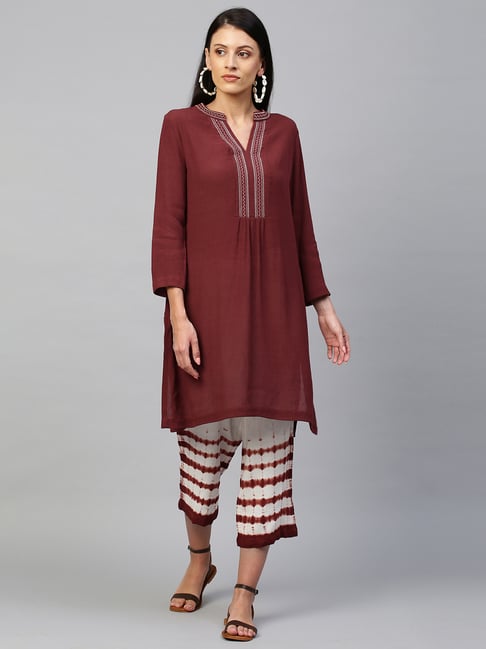 Chemistry Maroon Kurta With Culottes