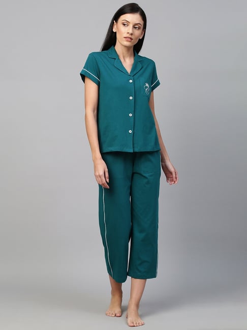 Teal satin online pajamas