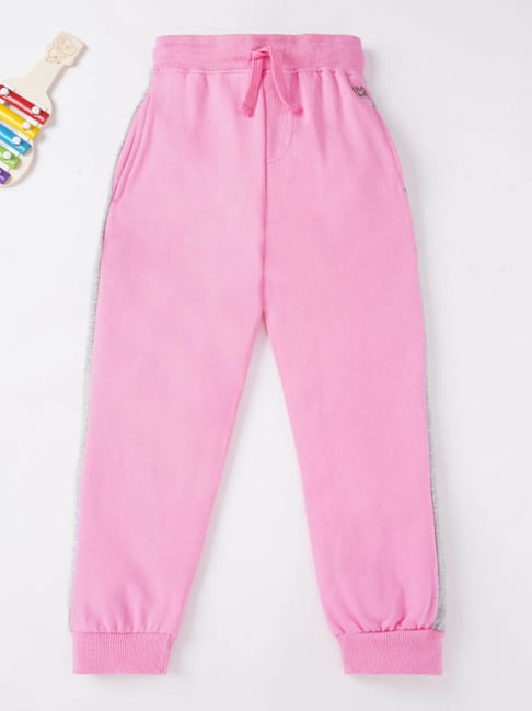 Buy Ed a Mamma Kids Pink Solid Joggers for Girls Clothing Online