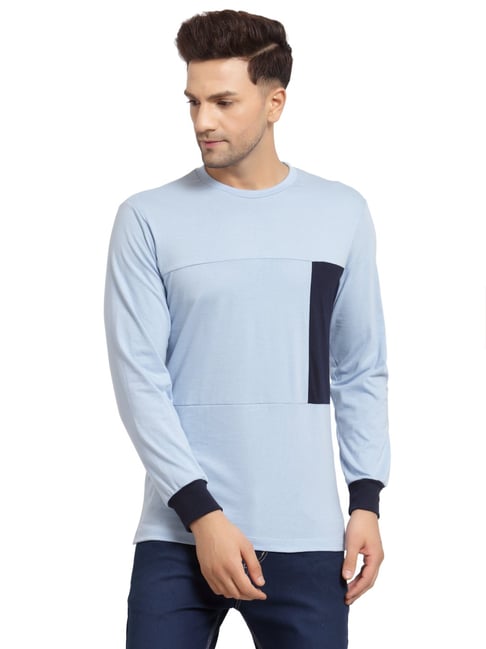 Kalt Sky Blue Regular Fit Colour Block SweatShirt-picture-26