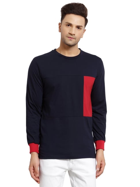 Kalt Navy Regular Fit Colour Block SweatShirt-picture-31