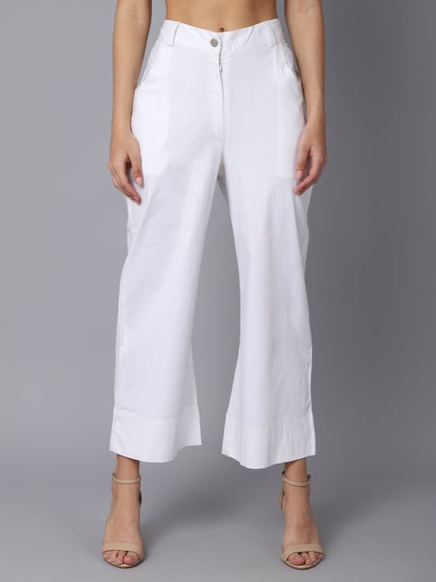 Buy White Trousers & Pants for Women by STYLE ISLAND Online | Ajio.com