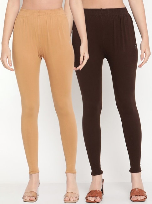 Solid chocolate brown colored leggings for women-vinhomehanoi.com.vn