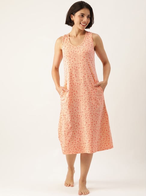 Slumber Jill Coral Printed Night Dress