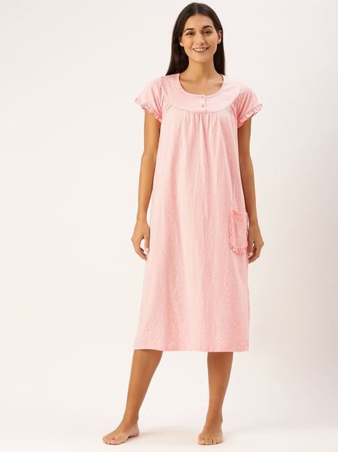 Slumber Jill Pink Printed Night Dress