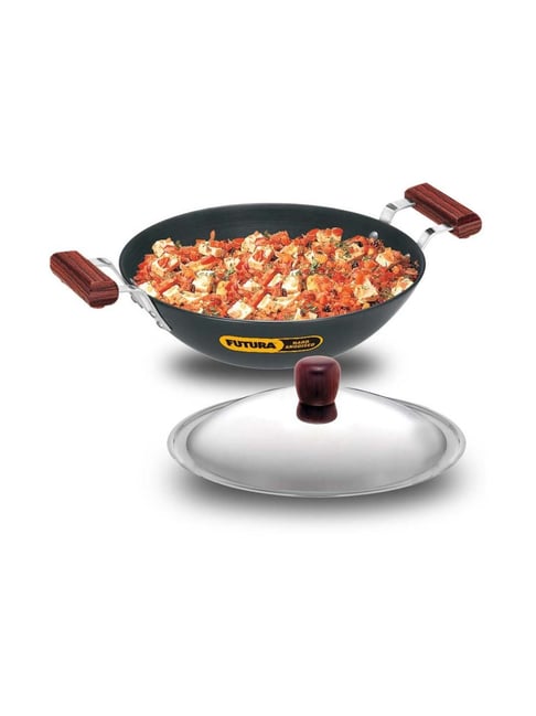 Hawkins Black & Silver Hard Anodised 30.1 cm Induction Compatible Kadai With Lid (3.75 L) - Set of 1