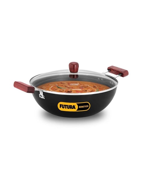 Hawkins Black Hard Anodised 30.4 cm Non-Stick Kadai With Lid (5 L) - Set of 1