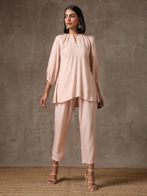 true Browns Pink Cotton Tunic Pant Set Price in India