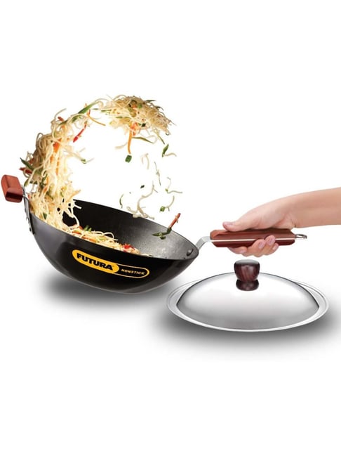 Buy Hawkins Black 27.5 cm Non-Stick Kadai With Lid (3 L) - Set of