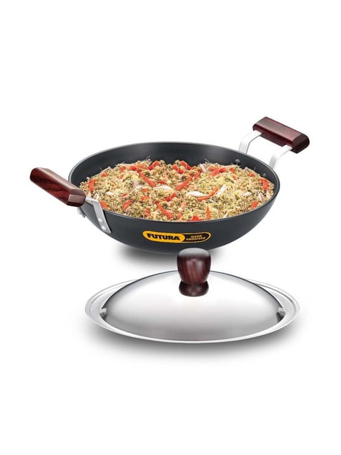 Hawkins Black & Silver Hard Anodised 26 cm Non-Toxic Kadai With Lid (2.75 L) - Set of 1