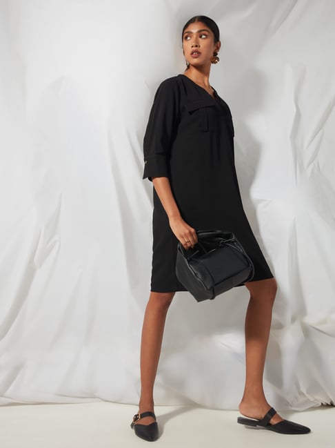 Wardrobe by Westside Black Midi Dress Price in India