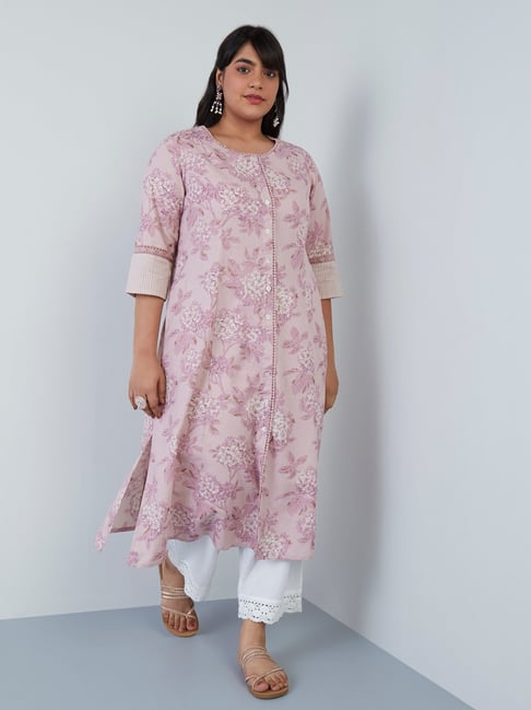 Diza Curves by Westside Lilac Floral A-Line Kurta Price in India