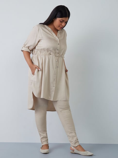 Gia Curves by Westside Beige Shirtdress Price in India