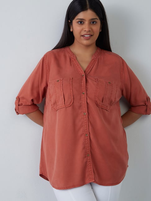 Gia Curves by Westside Dark Orange Shirt Price in India