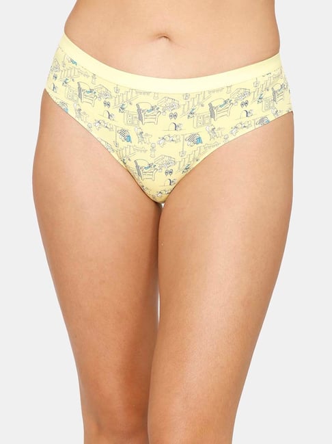 Wunderlove by Westside Yellow Laced High Leg Brief
