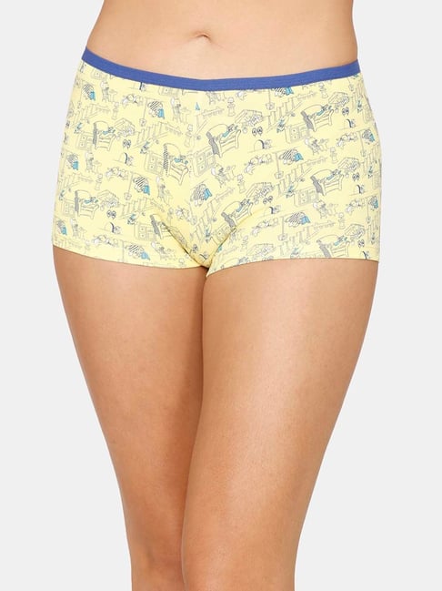 Zivame Yellow Printed Boy Shorts Price in India
