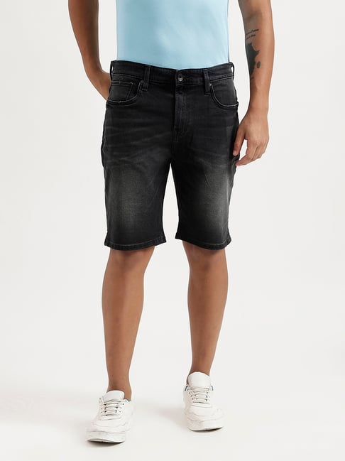 United Colors of Benetton Black Slim Fit Denim Shorts