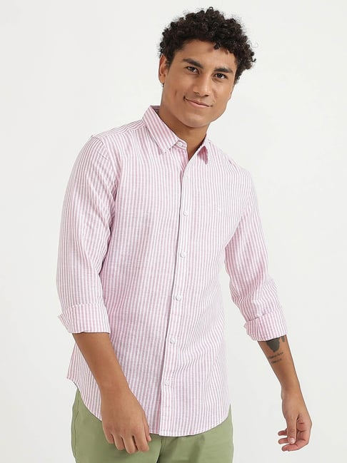 United Colors of Benetton Pink Slim Fit Striped Shirt