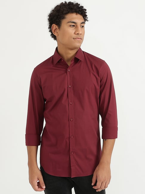 United Colors of Benetton Burgundy Slim Fit Shirt