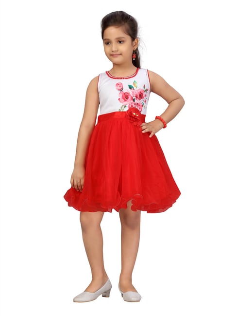 Buy Aarika Kids Red & White Floral Print Frock for Girls Clothing Online @  Tata CLiQ