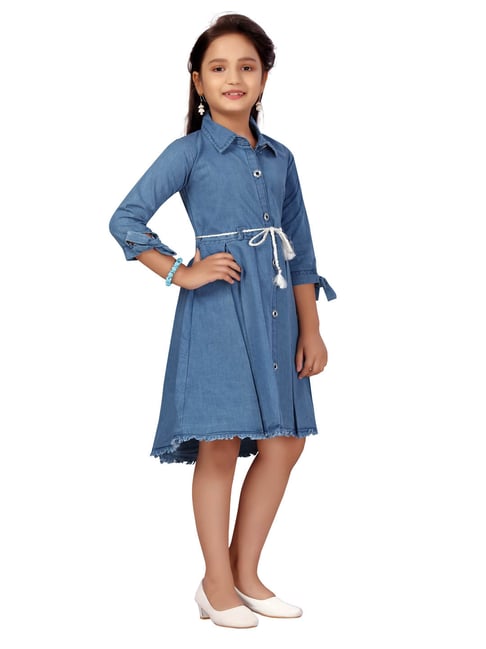 Buy Shyamcollections Baby Girl's Designer Frock Dress with Soft Net  Sleevless Baby Doll Denim Frock Knee Length Size 3 Months Up to 7 Year (3-6  Months) at Amazon.in