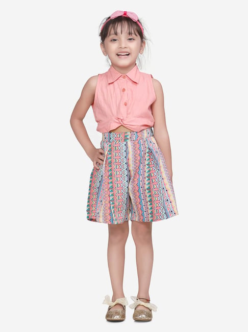 Lilpicks Kids Peach Regular Fit Jumpsuit
