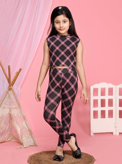 Buy Lilpicks Kids Pink & Black Cotton Chequered Top Set for Girls Clothing  Online @ Tata CLiQ