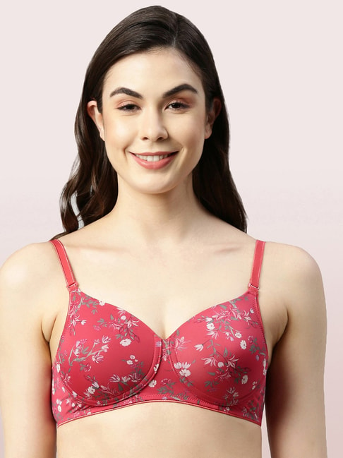 Enamor Red Non-Wired Padded T-Shirt Bra Price in India