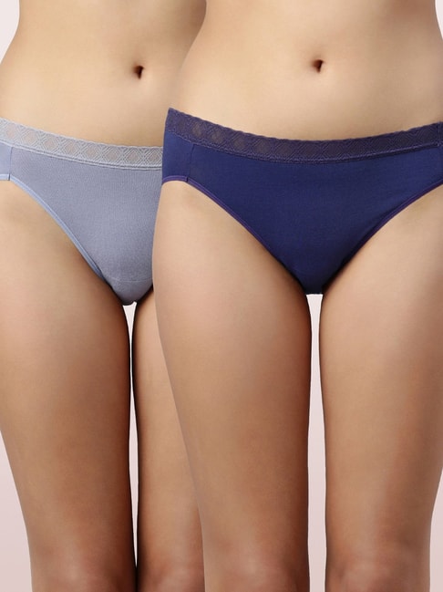 Enamor Blue & Violet Hipster Panty Set - Pack of 2 Price in India