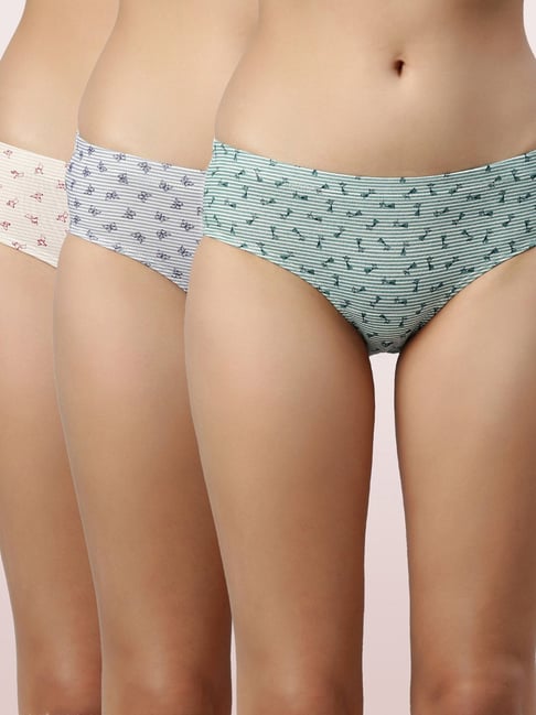 Enamor Multicolor Printed Hipster Panty Set - Pack of 3 Price in India