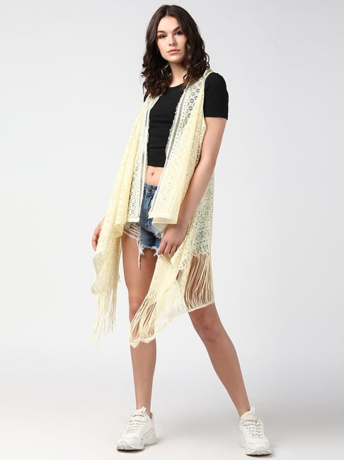 StyleStone Light Yellow Lace Shrug