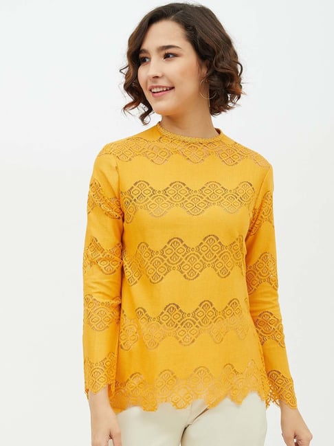 Mustard yellow hotsell lace top