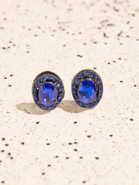 Swarovski MINI BELLA V PIERCED EARRINGS, Blue, Gold Tone- 5498875 – Zhannel