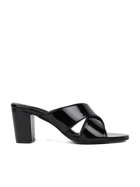 Elle Women's Black Cross Strap Sandals