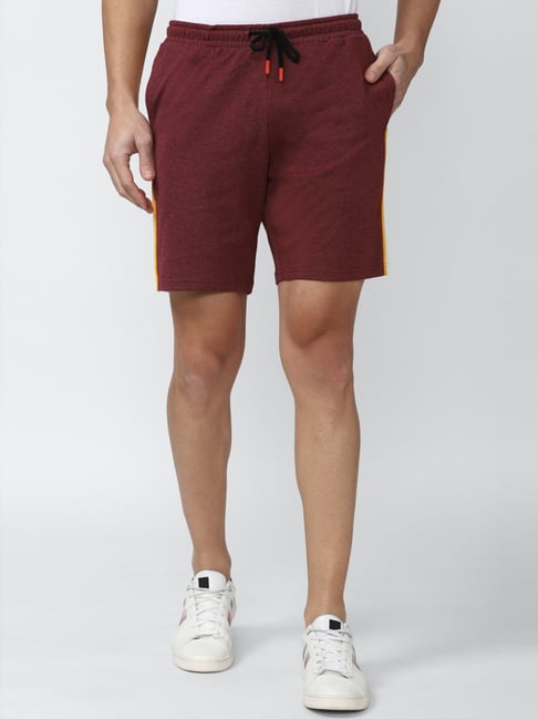 Peter England Maroon Cotton Regular Fit Striped Shorts-picture-23