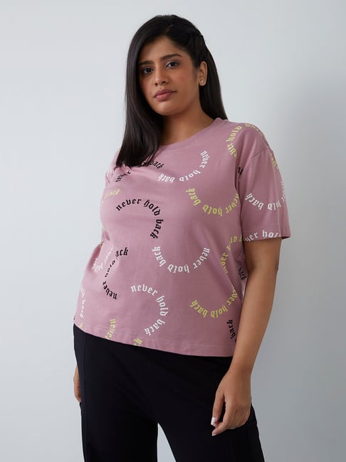 Sassy Soda by Westside Mauve Printed T-Shirt Price in India
