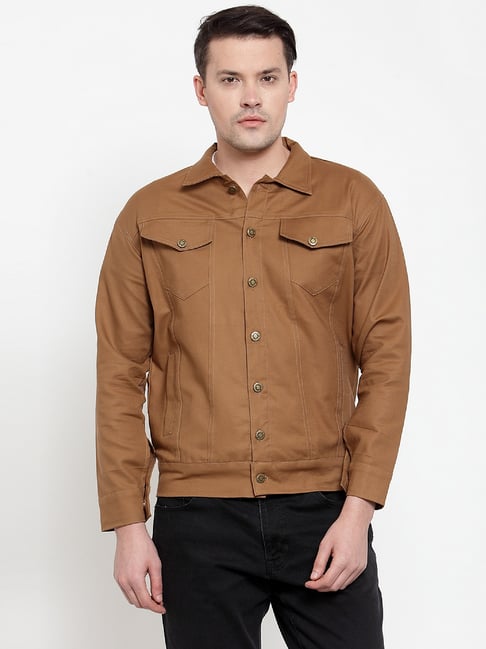 KaLI_store Jean Jacket for Men Men Denim Jean Jacket Coat Pocket Casual  Long Sleeve Slim Fit Outwear Solid Tops Khaki,5XL - Walmart.com