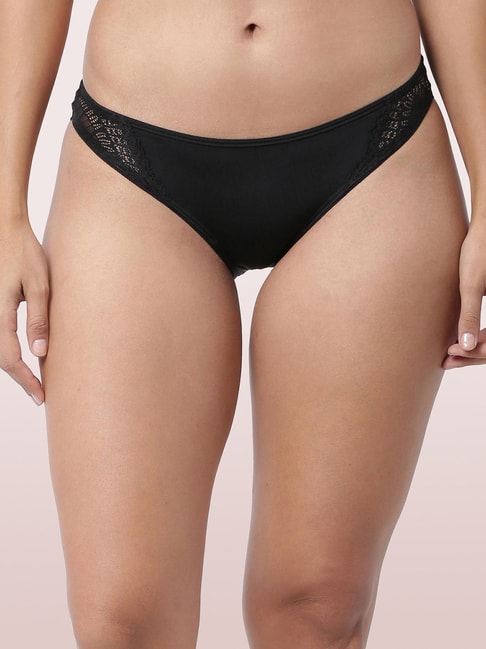 Enamor Black Self Design Bikini Panty Price in India