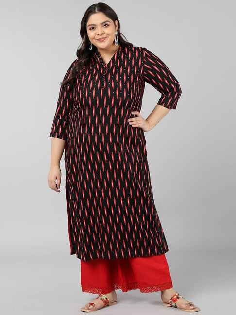 Kipek Black Printed Straight Kurta Price in India