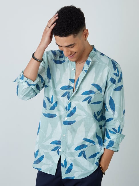 ETA by Westside Mint Leaf-Printed Resort-Fit Shirt-ETA-Apparel-TATA CLIQ