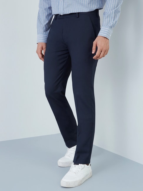 Buy WES Formals by Westside Black Carrot Fit Trousers for Men Online @ Tata  CLiQ